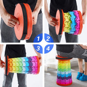 Colourful roller being used by person - retractable telescopic foot stool KJ-01 demonstration | Artisansa SA