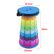 Retractable telescopic foot stool KJ-01 colourful stackable stool with dimensions on white background | Artisansa SA
