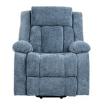 Electric Power Lift Recliner Chair in soft blue fabric, designed for comfort and support with lifting feature.