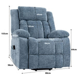 Electric Power Lift Recliner dimensions showing a comfortable design suitable for mobility support and relaxation.