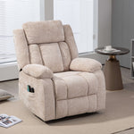 Electric Power Lift Recliner chair in beige fabric, designed for comfort and mobility support with remote control.