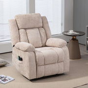 Electric Power Lift Recliner chair in beige fabric, designed for comfort and mobility support with remote control.