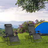 2-Pack Foldable Garden Sun Lounger Set with Headrest & Side Table，Outdoor Recliner for Camping & Hiking  KJF012