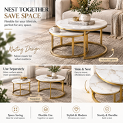 Six colour options for the 2-piece round nesting coffee table set