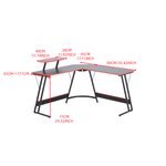 L-Shaped Desk with Monitor Shelf OD-59 with dimensions and sleek design for modern workspaces.