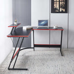L-Shaped Desk with Monitor Shelf OD-59 featuring sleek design, modern aesthetics, and organized workspace.