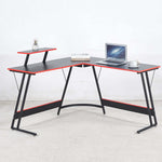 L-Shaped Desk with Monitor Shelf OD-59 featuring sleek design, robust build, and minimalist style for modern workspaces.