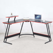 L-Shaped Desk with Monitor Shelf OD-59 featuring sleek design, robust build, and minimalist style for modern workspaces.