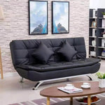 PU leather sleeper couch bed - Stylish modern design with decorative pillows in a contemporary living room setup.