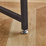 Adjustable foot pad on heavy-duty teak wood computer desk