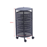 4 tier black round storage trolley for office and bathroom