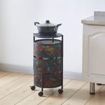 3 tier white round storage trolley with lockable wheels