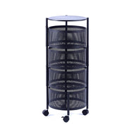 Stable base and wheel assembly of a round storage trolley