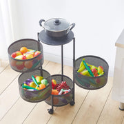 Round storage trolley for kitchen fruit and vegetable organization