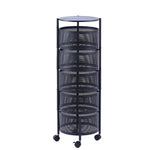 Black 5 tier round storage trolley for office and laundry