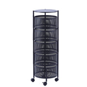 Black 5 tier round storage trolley for office and laundry