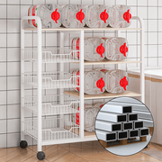 Kitchen Storage Rack with Wire Baskets & Wheels