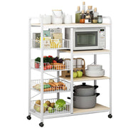 Kitchen Storage Rack with Wire Baskets & Wheels