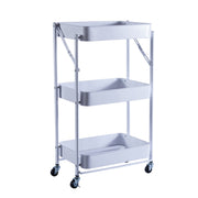 3-Tier Storage Cart with durable iron frame and mesh baskets for airflow and stability.