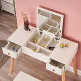 Versatile Dressing Table Set with Foldable Mirror & Makeup Stool SHI13RO