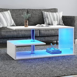 White Modern LED Side Table & Bookshelf - Versatile End Table with Lighting SHI7CTAV-WHT