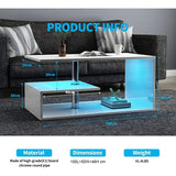 White Modern LED Side Table & Bookshelf - Versatile End Table with Lighting SHI7CTAV-WHT