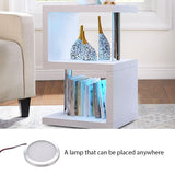 Modern LED-Lit Side Table & Bookshelf - Compact End Table for Living Room 	 SHI8-ST26
