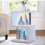 Modern LED-Lit Side Table & Bookshelf - Compact End Table for Living Room 	 SHI8-ST26