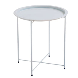 Steel side table set featuring a modern, detachable tray design, crafted from powder-coated steel.