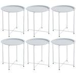 Steel side table set - 6-piece modern design with detachable tray for versatile use.