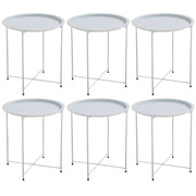 Steel side table set - 6-piece modern design with detachable tray for versatile use.