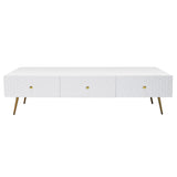 Ivory High Gloss TV Stand with Gold Accents, Elegant Media Console for Entertainment TV-1818
