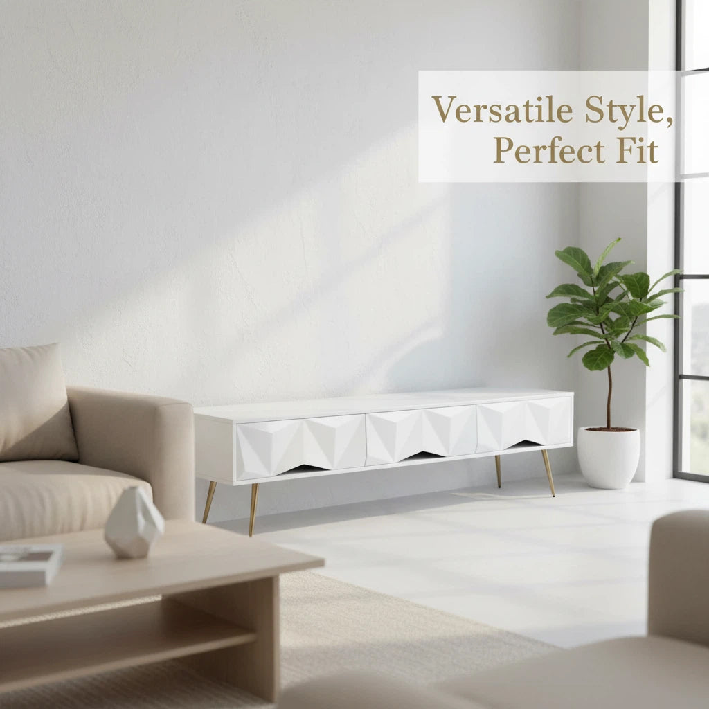 Victoria White and Gold Plasma TV Stand TV-A18