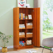 Tall walnut storage cabinet front view for bedroom and home organisation