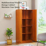Walnut storage wardrobe cabinet with spacious interior shelves