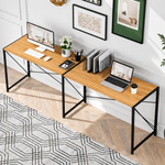 Grey wood finish folding study desk with black metal frame