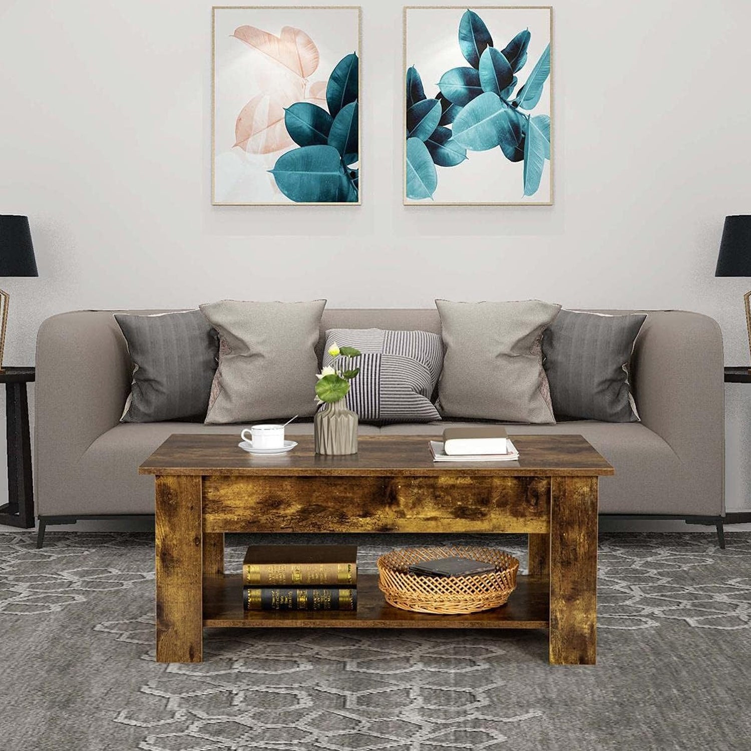Coffee Table Lift Top Side Table CT-007 Antique wood