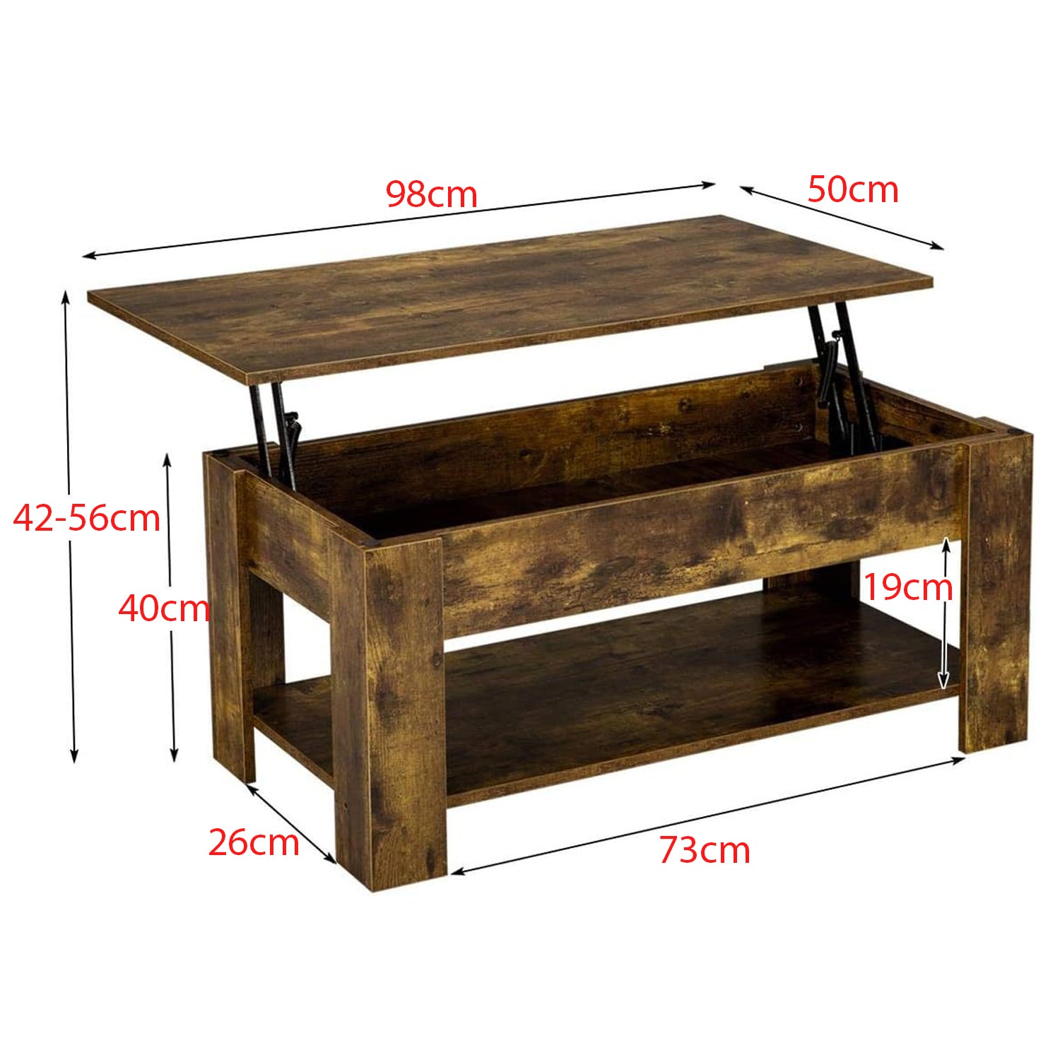 Coffee Table Lift Top Side Table CT-007 Antique wood