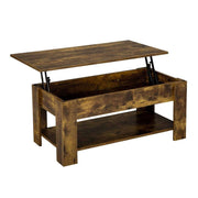 Wooden lift-top table with storage compartment on a white background| Artisansa SA