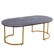 Coffee Table Sofa Side Table CT-CH07 with a marble pattern design and gold frame, ideal for stylish living spaces.