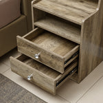 Wooden White Bedside Table with Drawers showcasing open drawers and sleek finish, perfect for modern bedrooms.