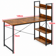 120cm Computer Desk with Reversible Shelves and Hooks