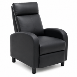 Manual Recliner Chair in black leather, designed for maximum comfort with a simple push to recline.