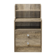 White Bedside Table with Drawers (Set of 2) featuring a rustic design and two spacious drawers.