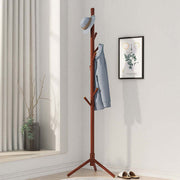 Wooden Coat Rack 8 Hooks Adjustable Stand