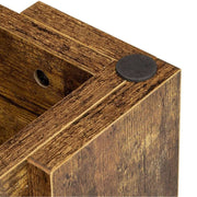 Close-up of a wooden bracket with a black rubber washer on a white background| Artisansa SA