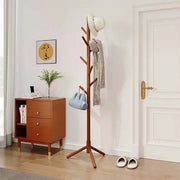 Wooden Coat Rack 8 Hooks Adjustable Stand