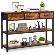 120cm Fabric Drawer Console Table with Lower Shelf