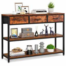 120cm Fabric Drawer Console Table with Lower Shelf