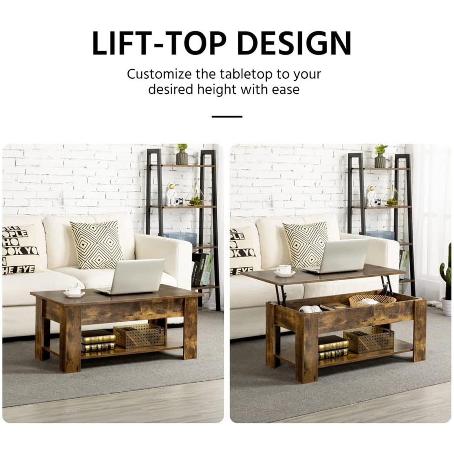 Coffee Table Lift Top Side Table CT-007 Antique wood